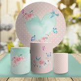 Cyan Liebe Runden Rosa Blumen Geburtstag Party Hintergrund Bausatz